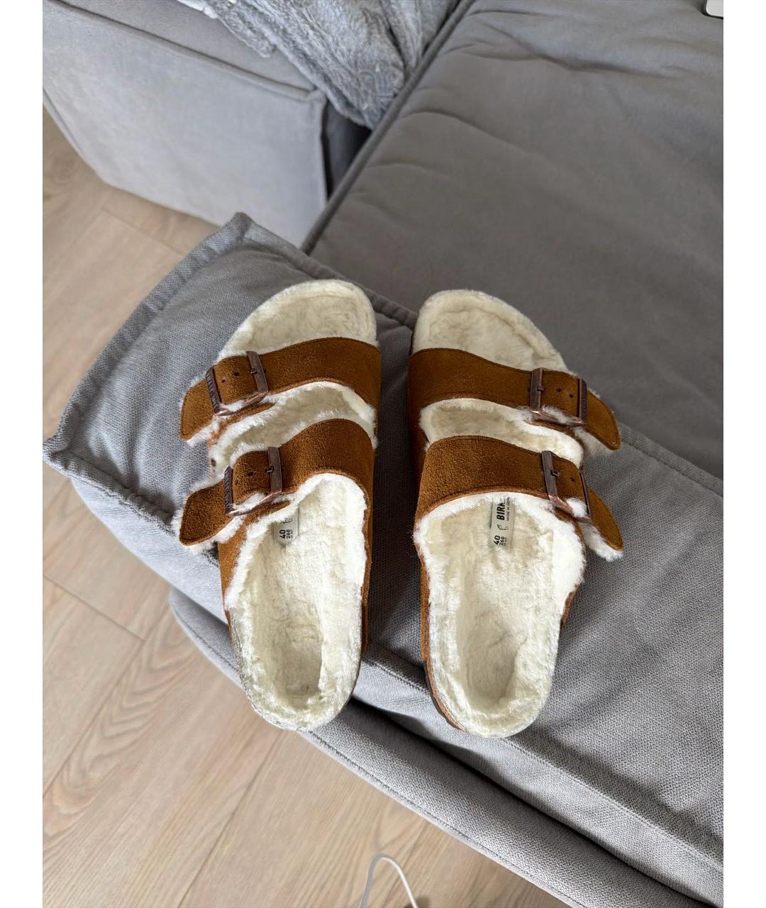 BIRKENSTOCK Коричневые замшевые шлепанцы, фото 3