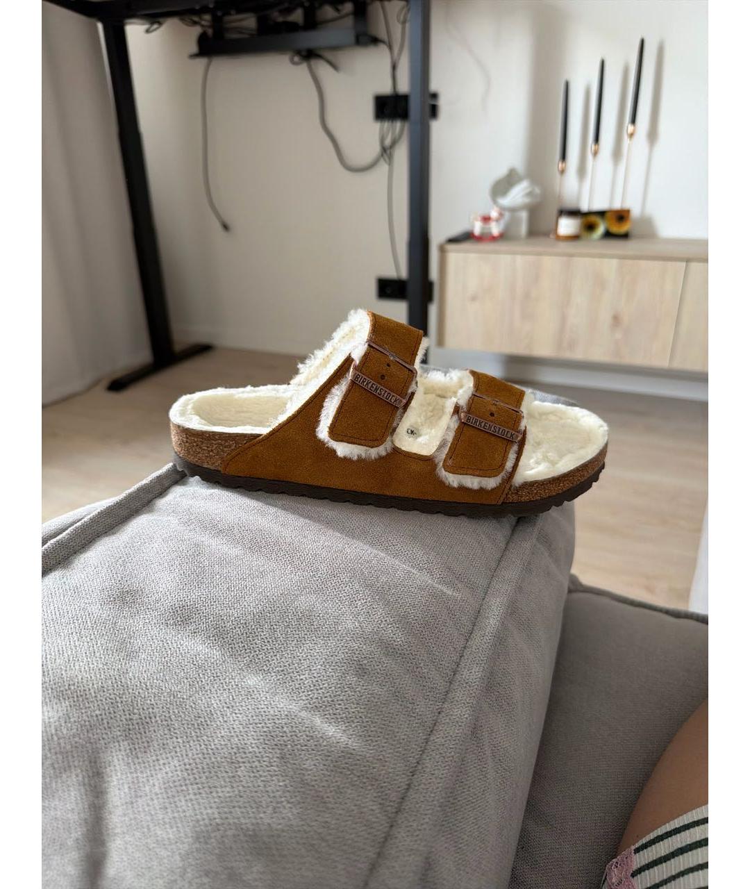 BIRKENSTOCK Коричневые замшевые шлепанцы, фото 5