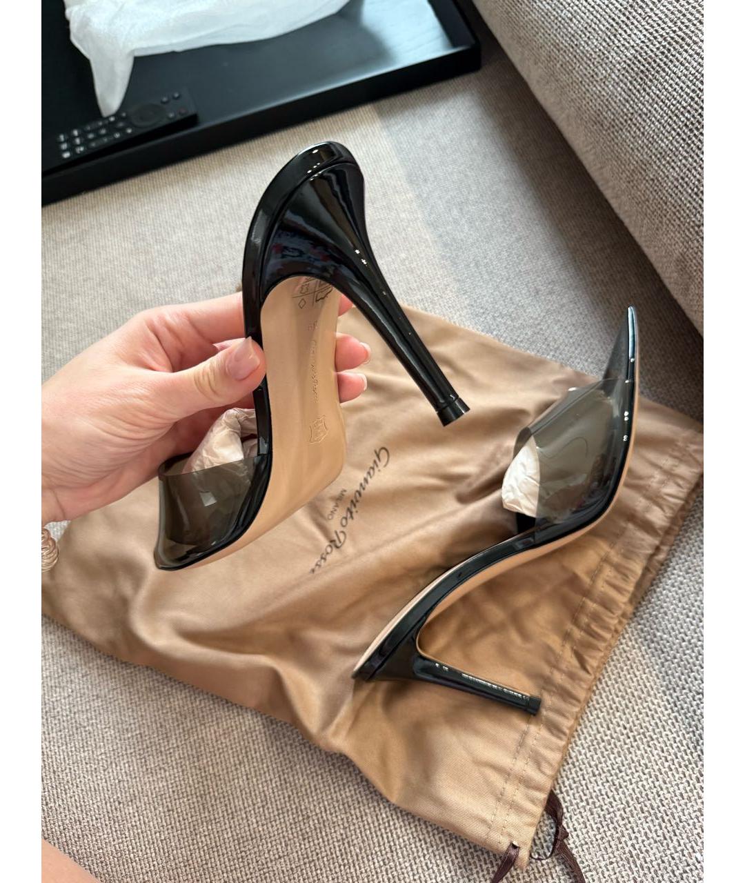 GIANVITO ROSSI Черные мюли из лакированной кожи, фото 5