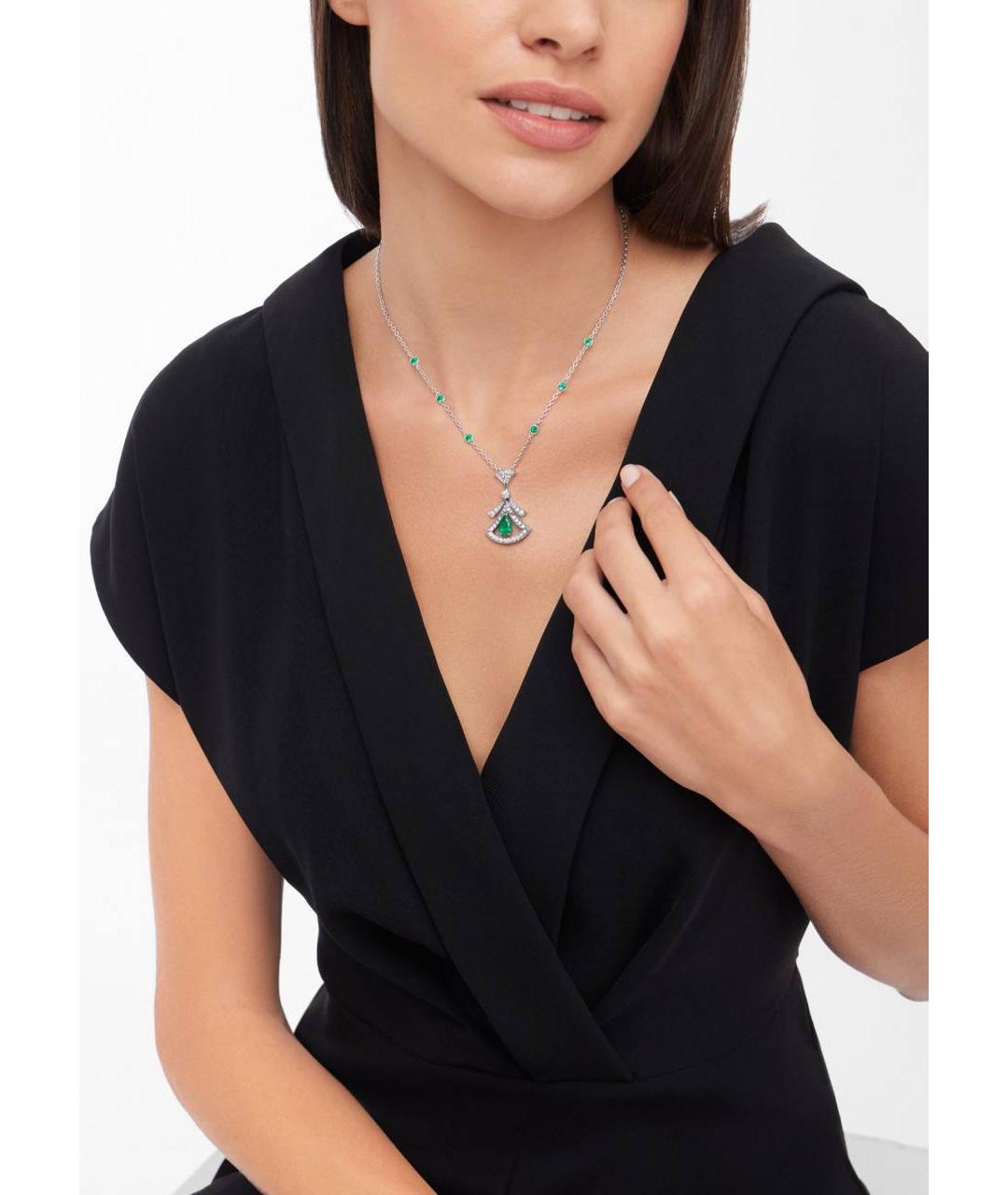 BVLGARI Зеленое колье из белого золота, фото 2