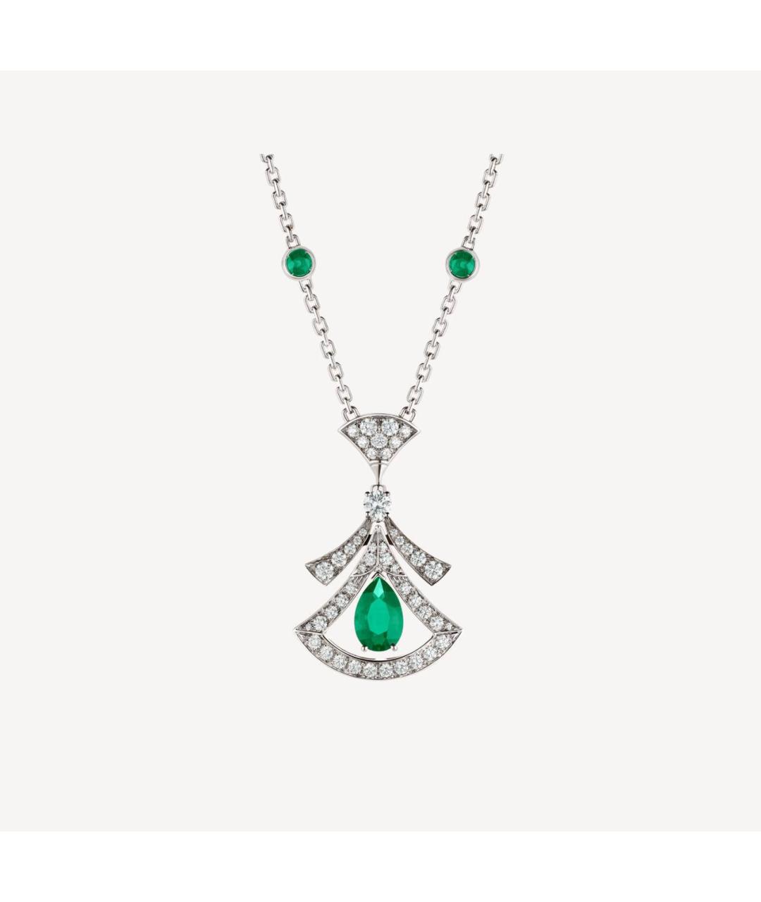 BVLGARI Зеленое колье из белого золота, фото 8