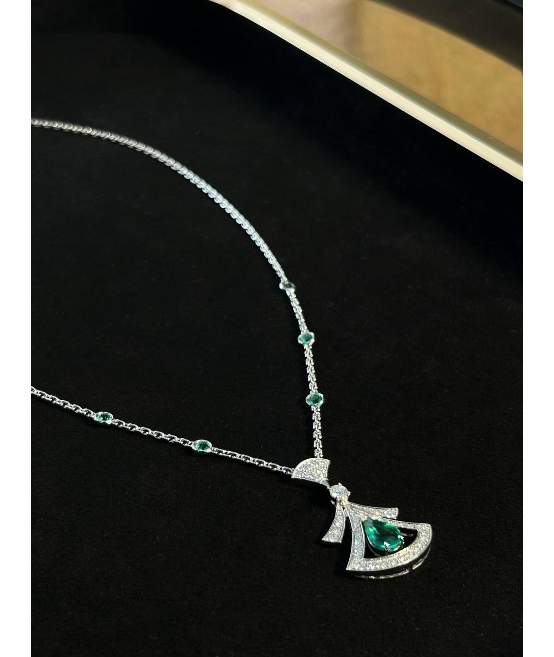 BVLGARI Зеленое колье из белого золота, фото 6