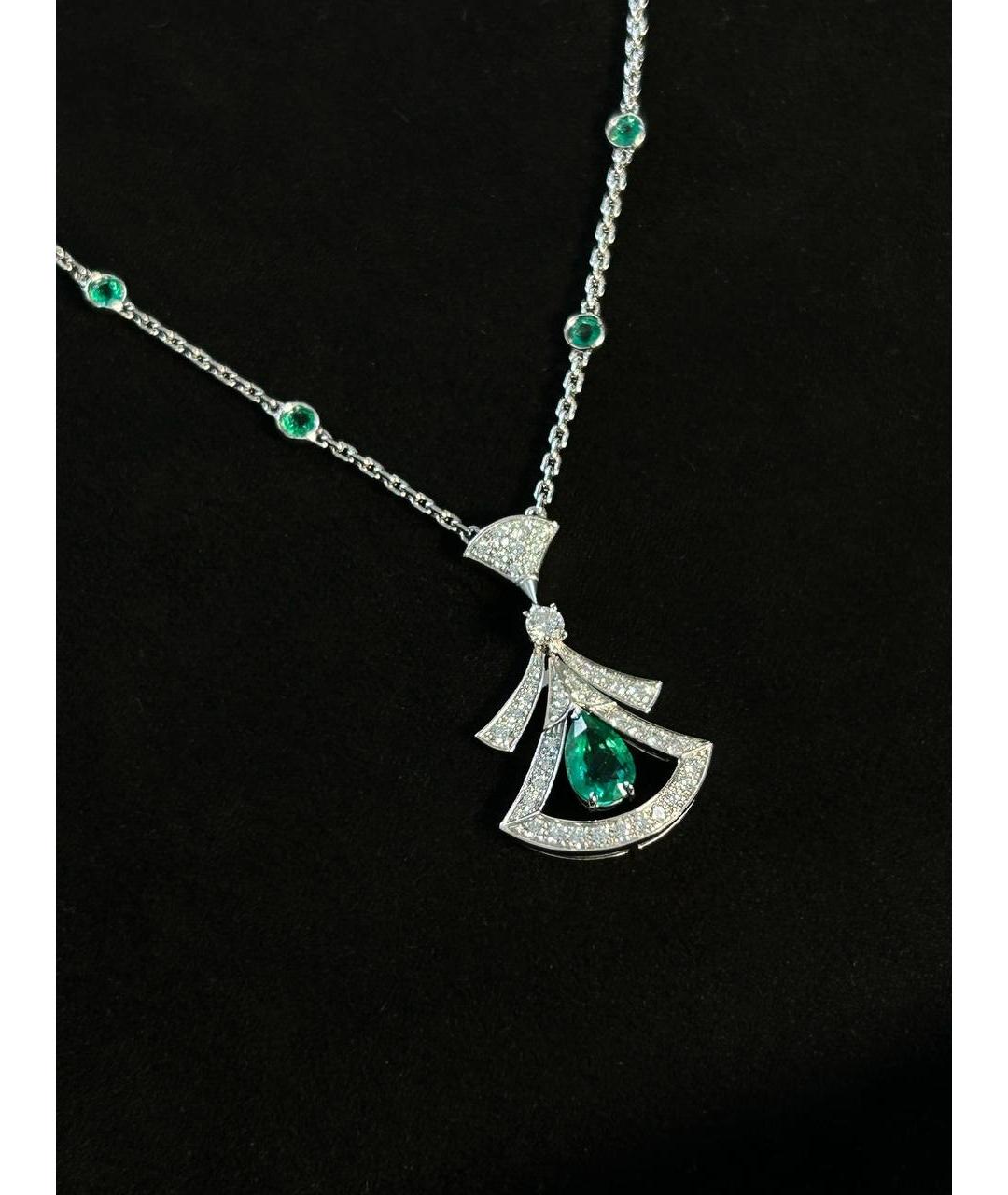 BVLGARI Зеленое колье из белого золота, фото 5