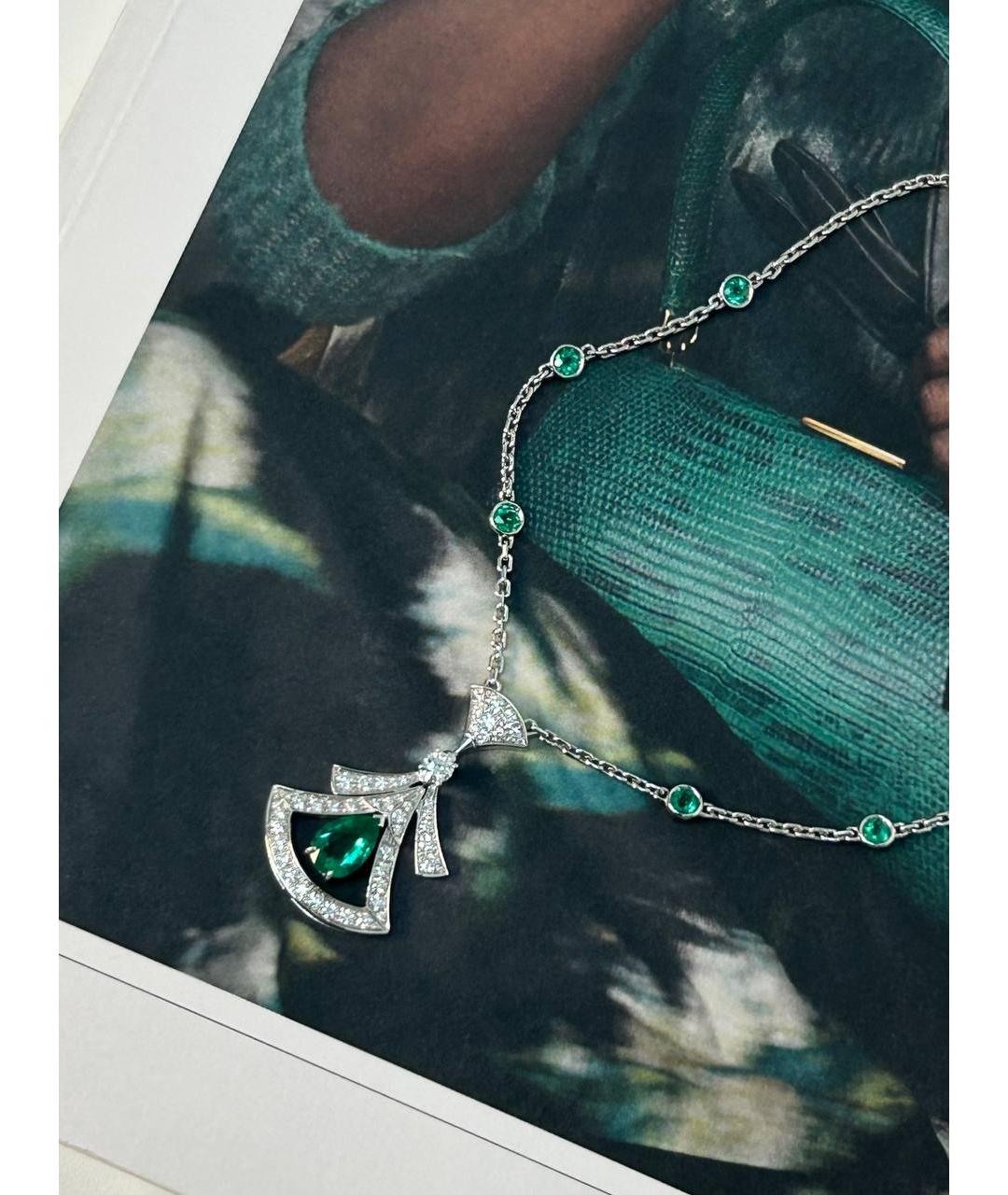 BVLGARI Зеленое колье из белого золота, фото 7