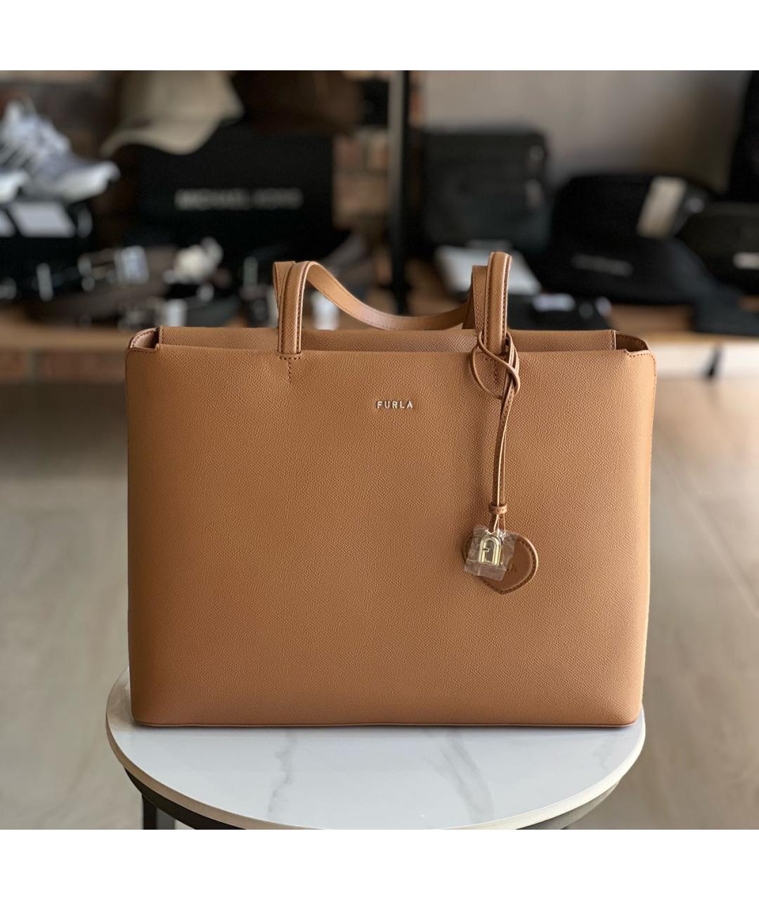 FURLA Коричневая кожаная сумка через плечо, фото 5