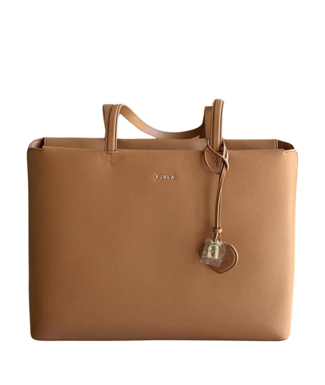 FURLA Коричневая кожаная сумка через плечо, фото 1
