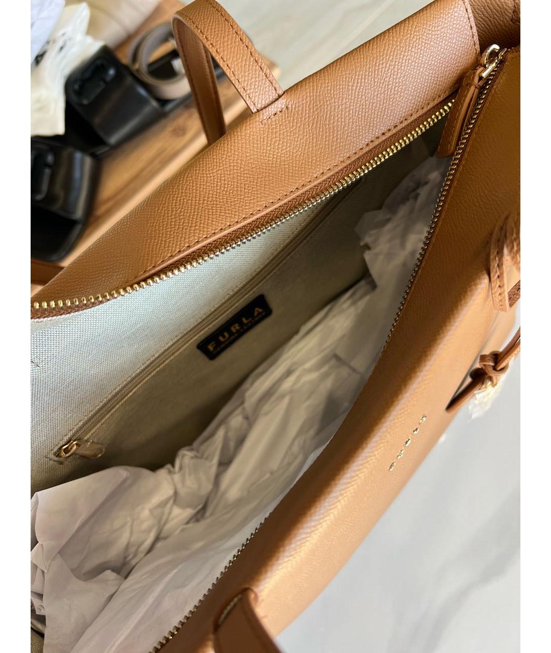 FURLA Коричневая кожаная сумка через плечо, фото 4