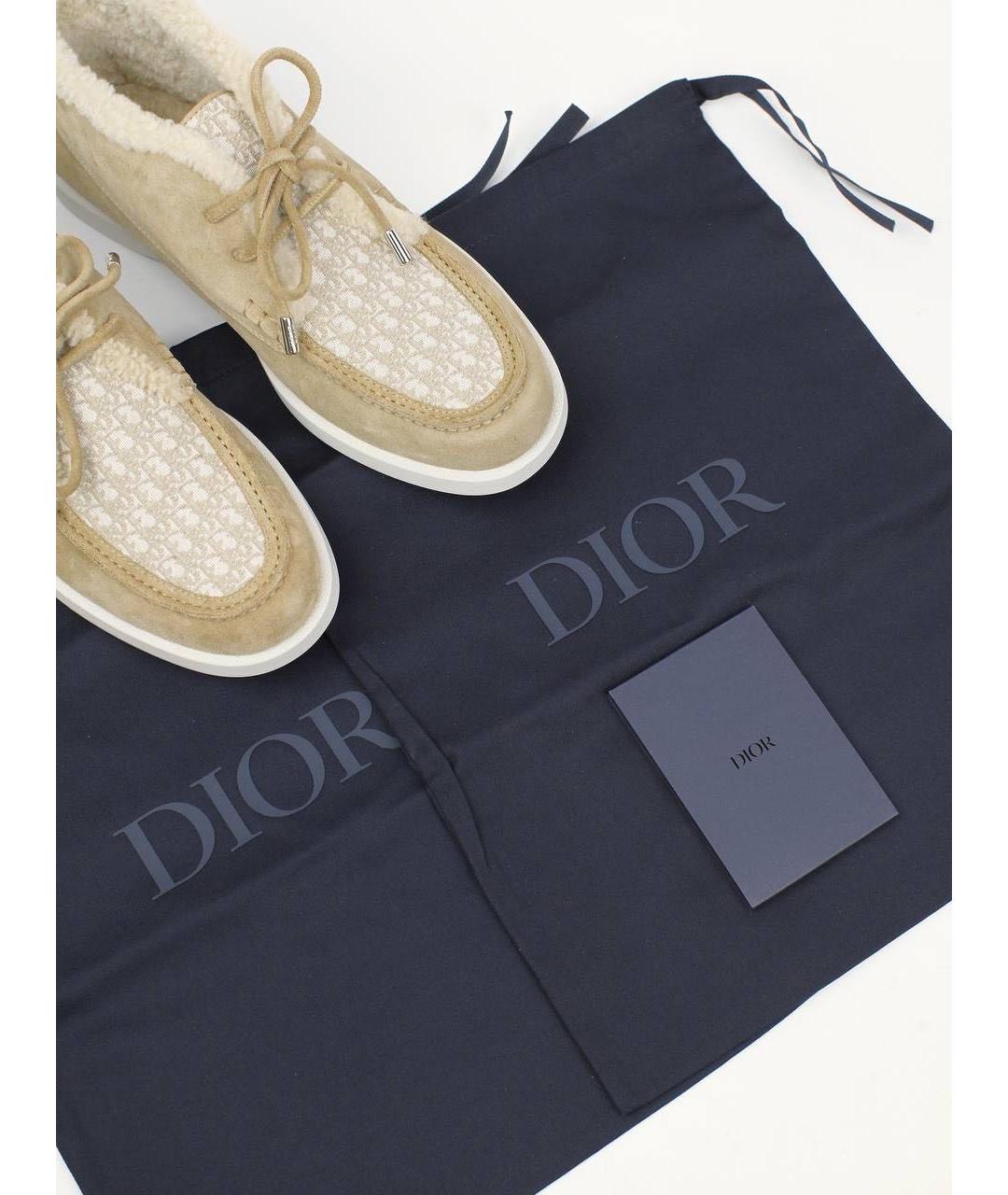 CHRISTIAN DIOR Бежевые замшевые высокие ботинки, фото 7