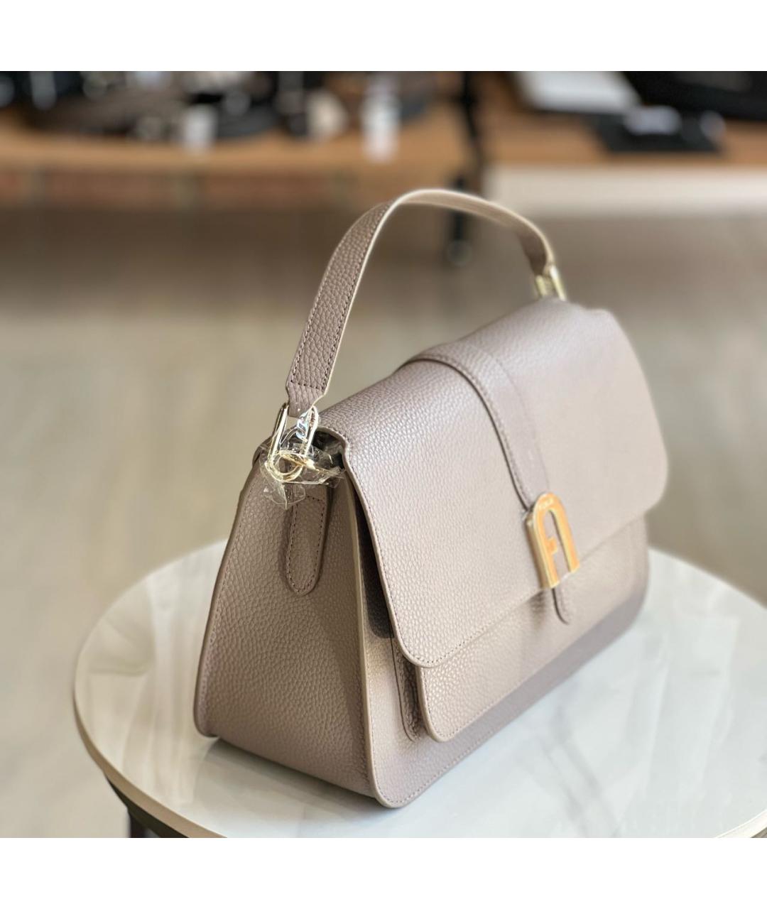FURLA Бежевая кожаная сумка через плечо, фото 2