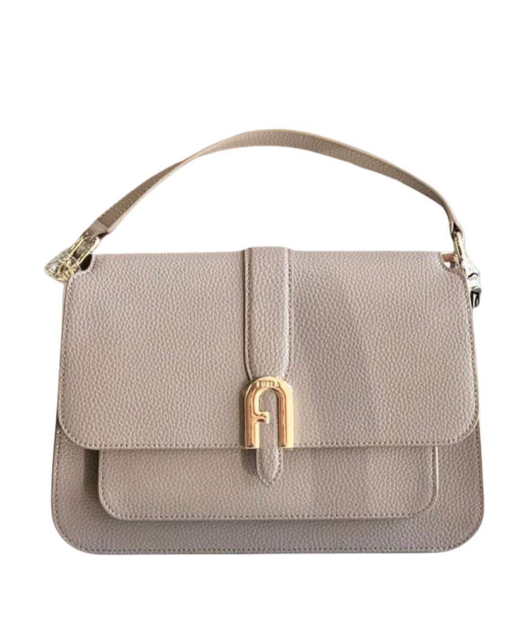 FURLA Бежевая кожаная сумка через плечо, фото 1