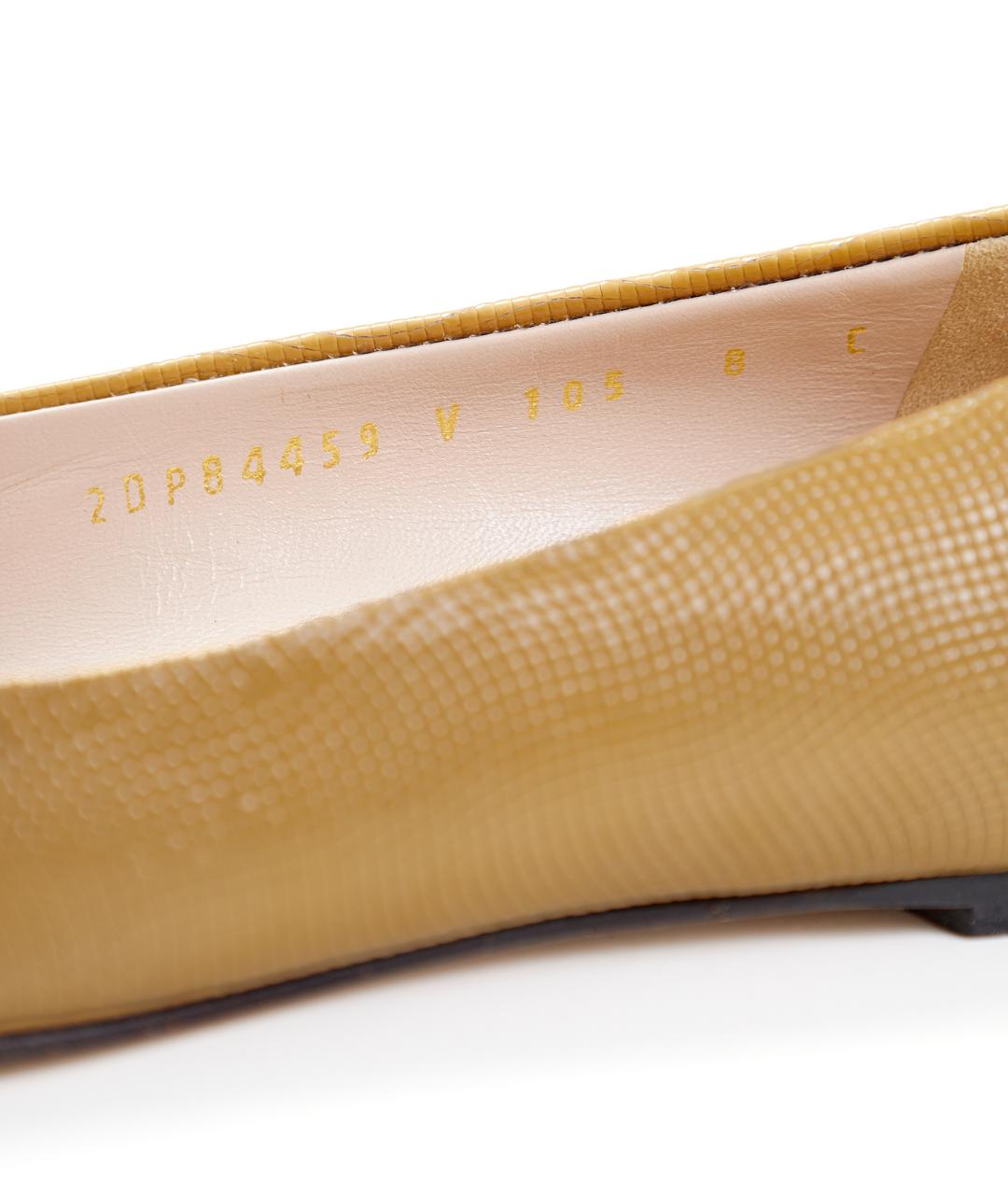 FERRAGAMO Горчичные кожаные балетки, фото 5