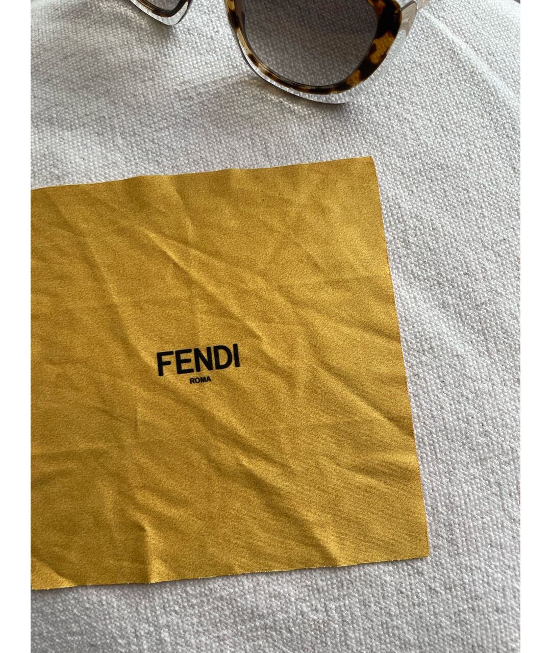 FENDI Коричневые пластиковые солнцезащитные очки, фото 8