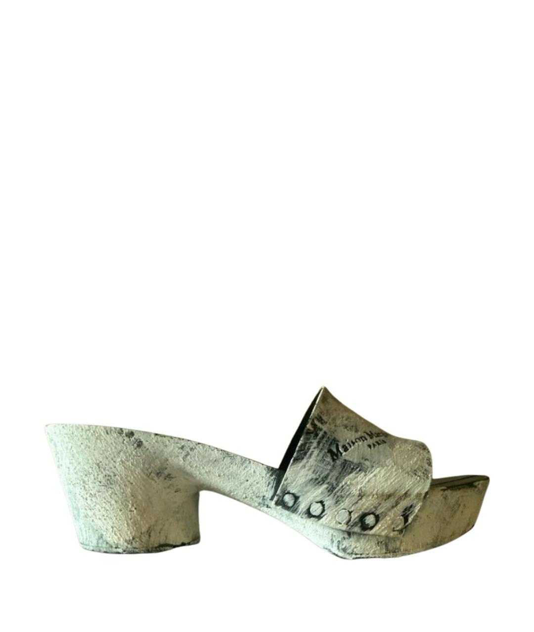 MAISON MARGIELA Серые кожаные сабо, фото 1