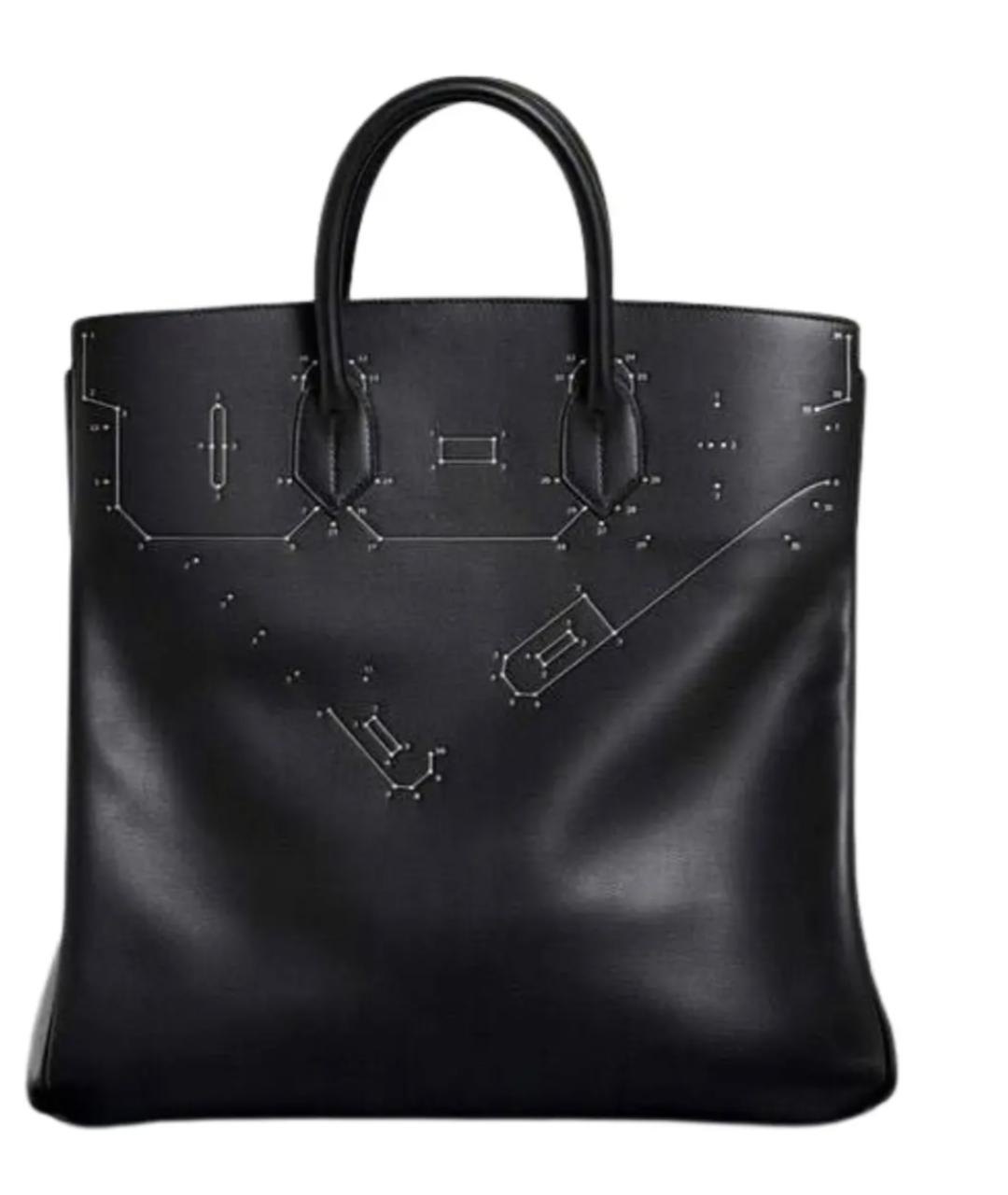 HERMES Черная кожаная сумка тоут, фото 1