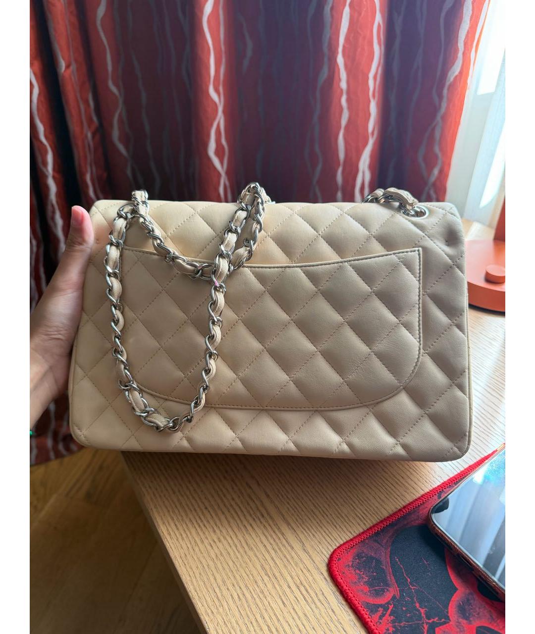 CHANEL Бежевая кожаная сумка через плечо, фото 2