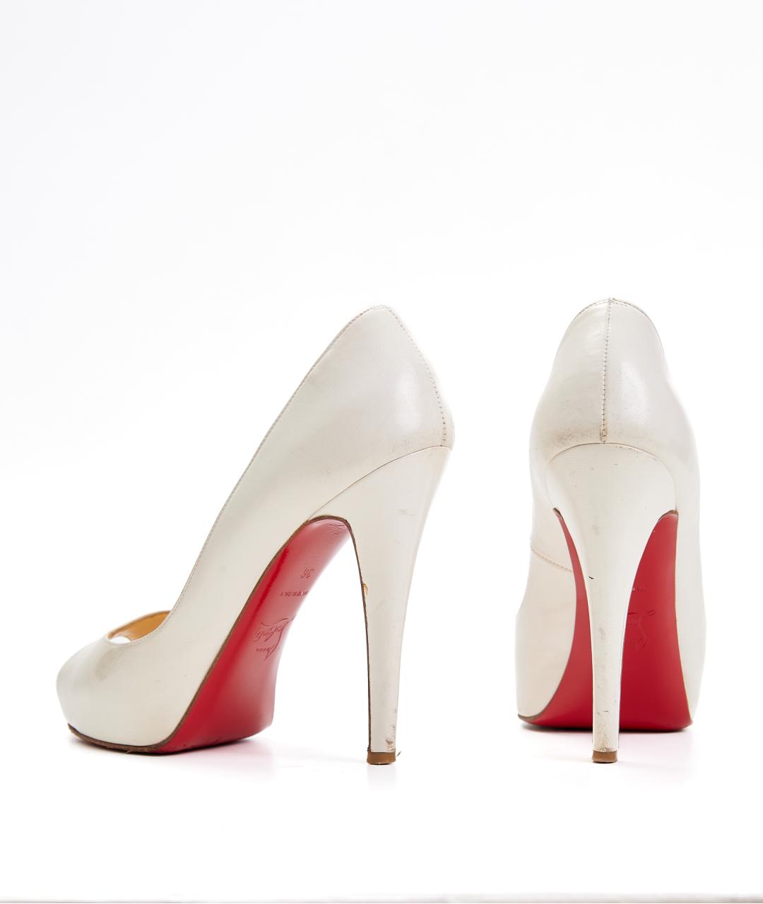 CHRISTIAN LOUBOUTIN Бежевые кожаные туфли, фото 5