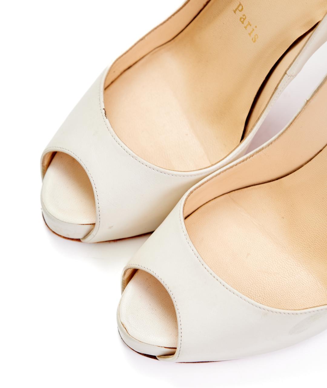 CHRISTIAN LOUBOUTIN Бежевые кожаные туфли, фото 3