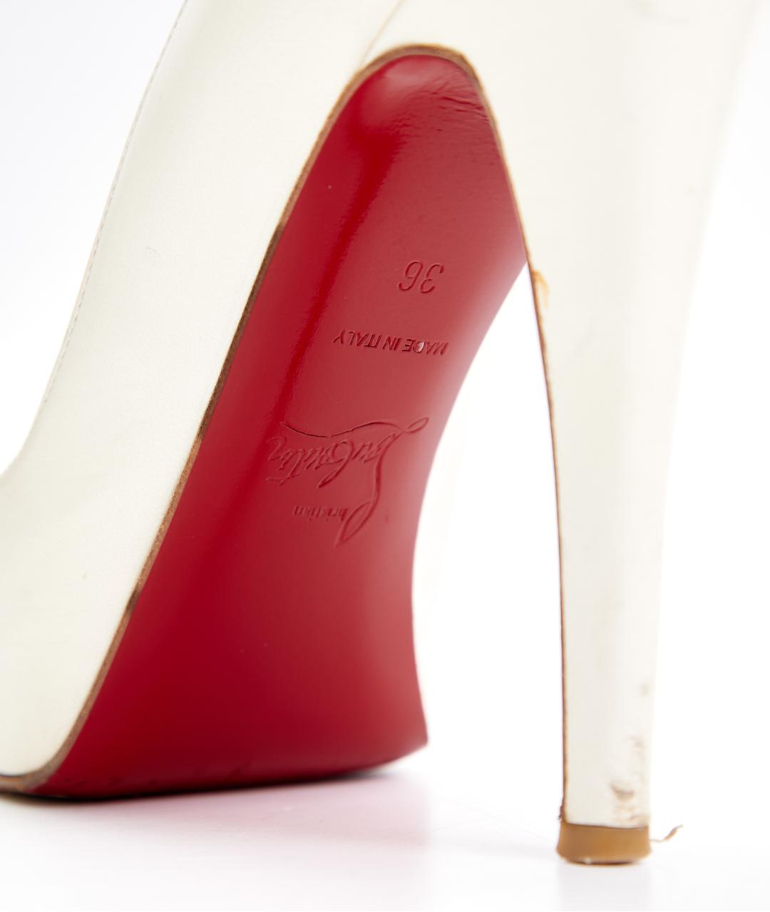CHRISTIAN LOUBOUTIN Бежевые кожаные туфли, фото 6