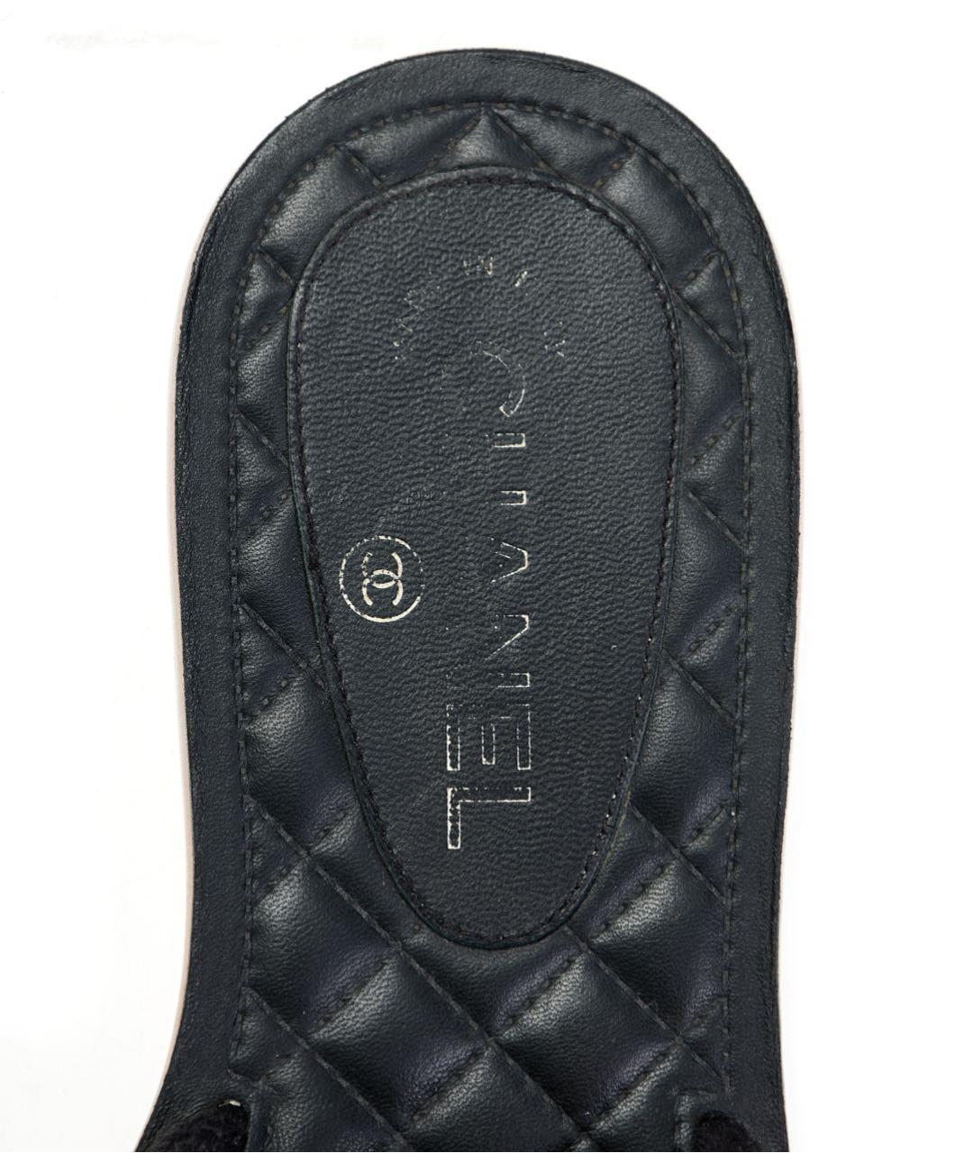 CHANEL Коричневые текстильные шлепанцы, фото 2