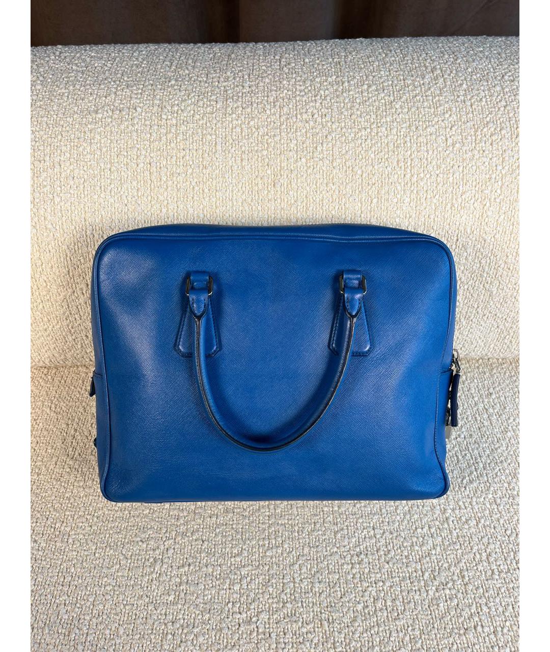 PRADA Синий кожаный портфель, фото 3