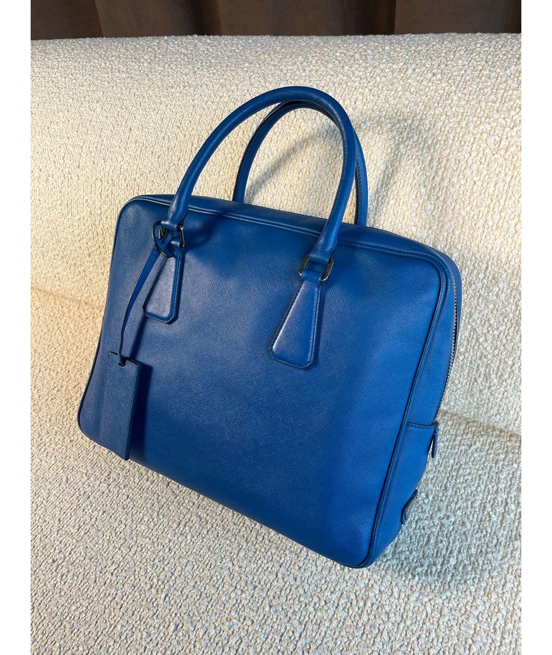 PRADA Синий кожаный портфель, фото 5