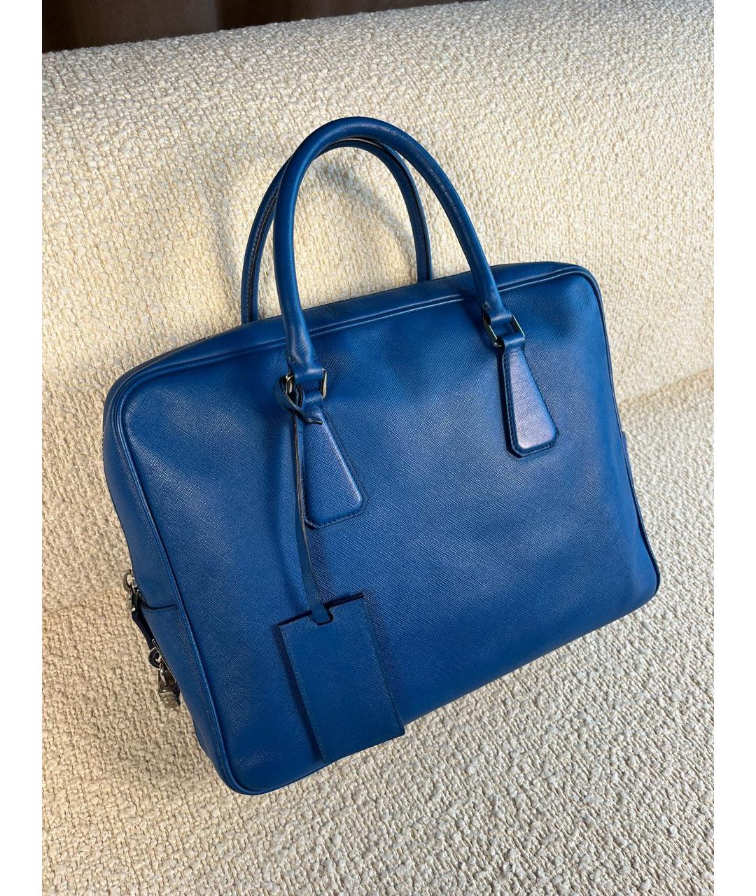 PRADA Синий кожаный портфель, фото 2