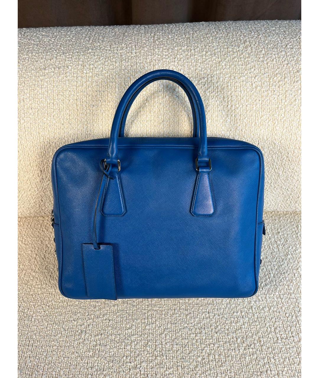 PRADA Синий кожаный портфель, фото 9