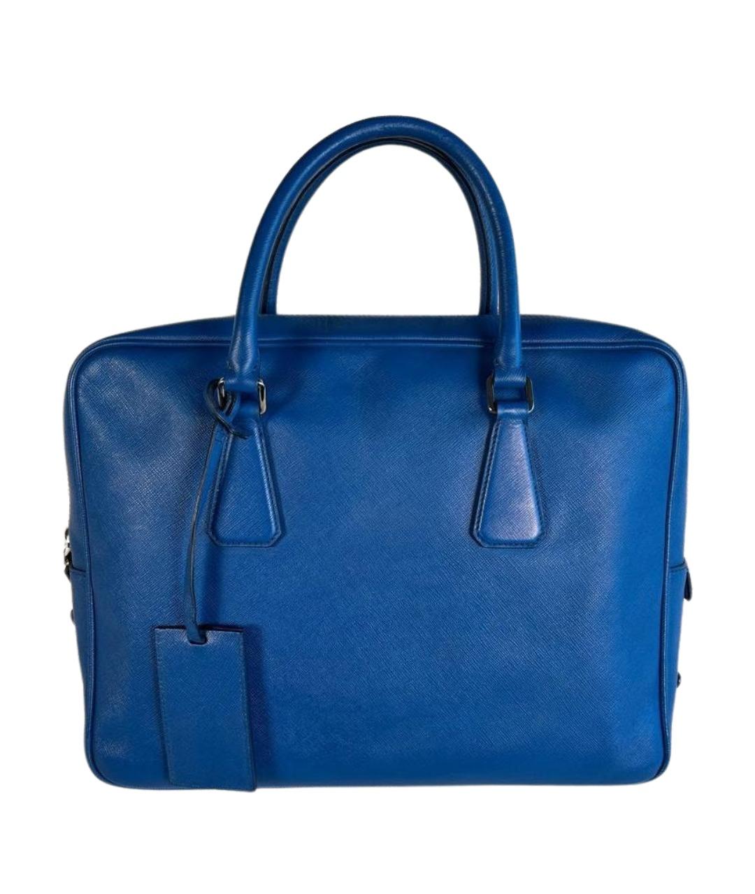 PRADA Синий кожаный портфель, фото 1