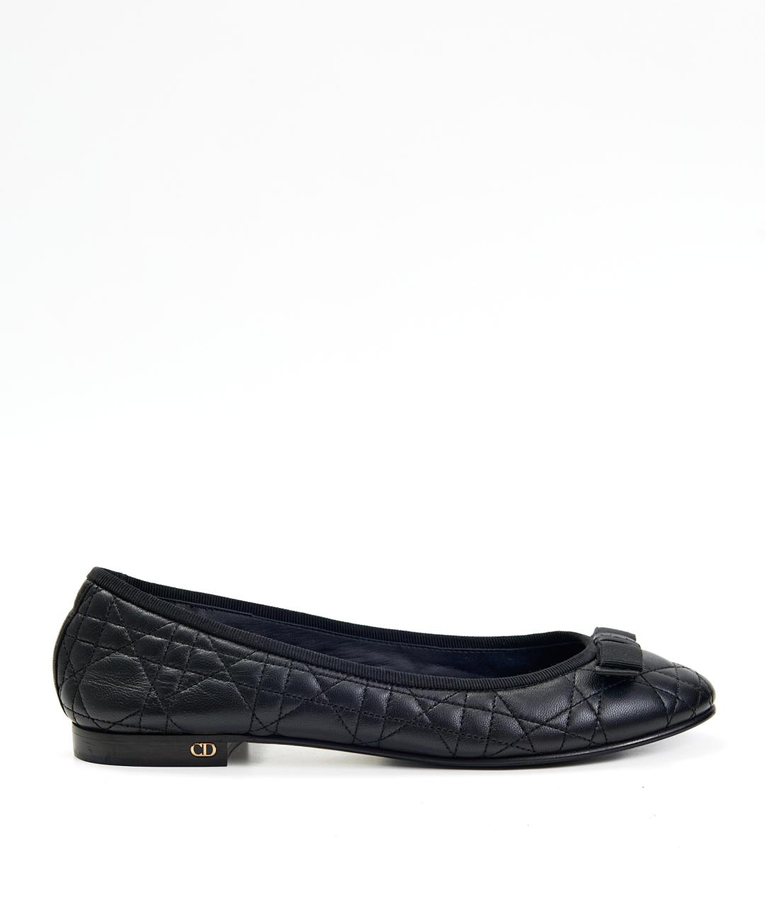 CHRISTIAN DIOR Черные кожаные балетки, фото 5