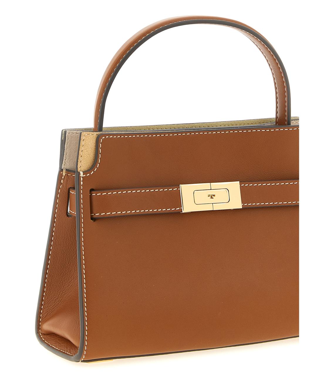 TORY BURCH Коричневая кожаная сумка с короткими ручками, фото 3