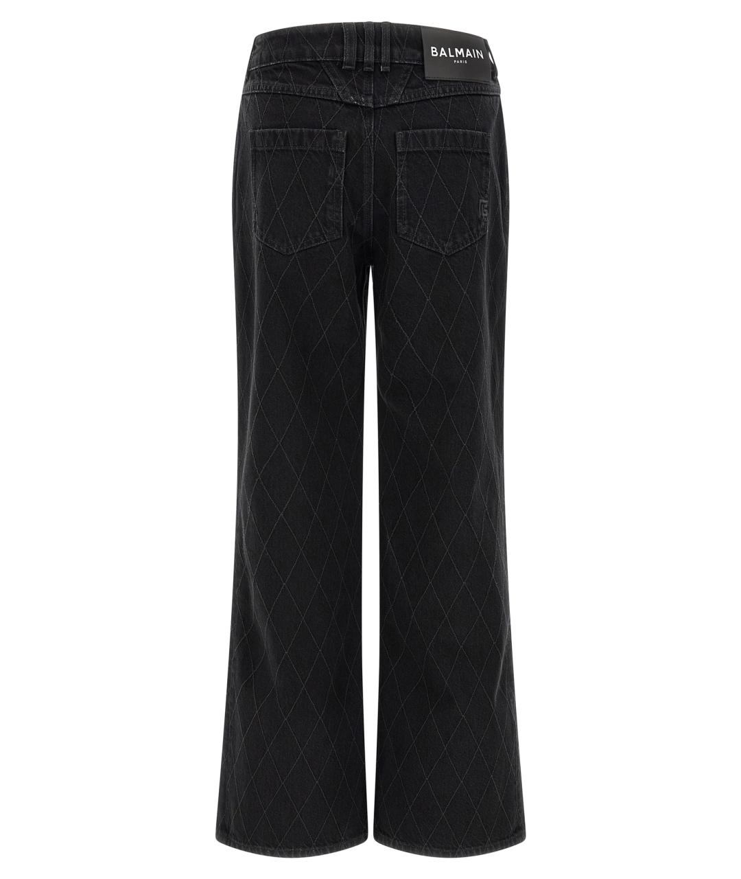 BALMAIN Черные хлопковые прямые джинсы, фото 2