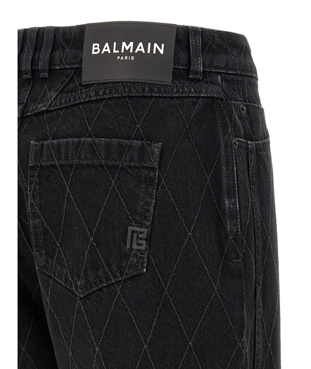 BALMAIN Черные хлопковые прямые джинсы, фото 4