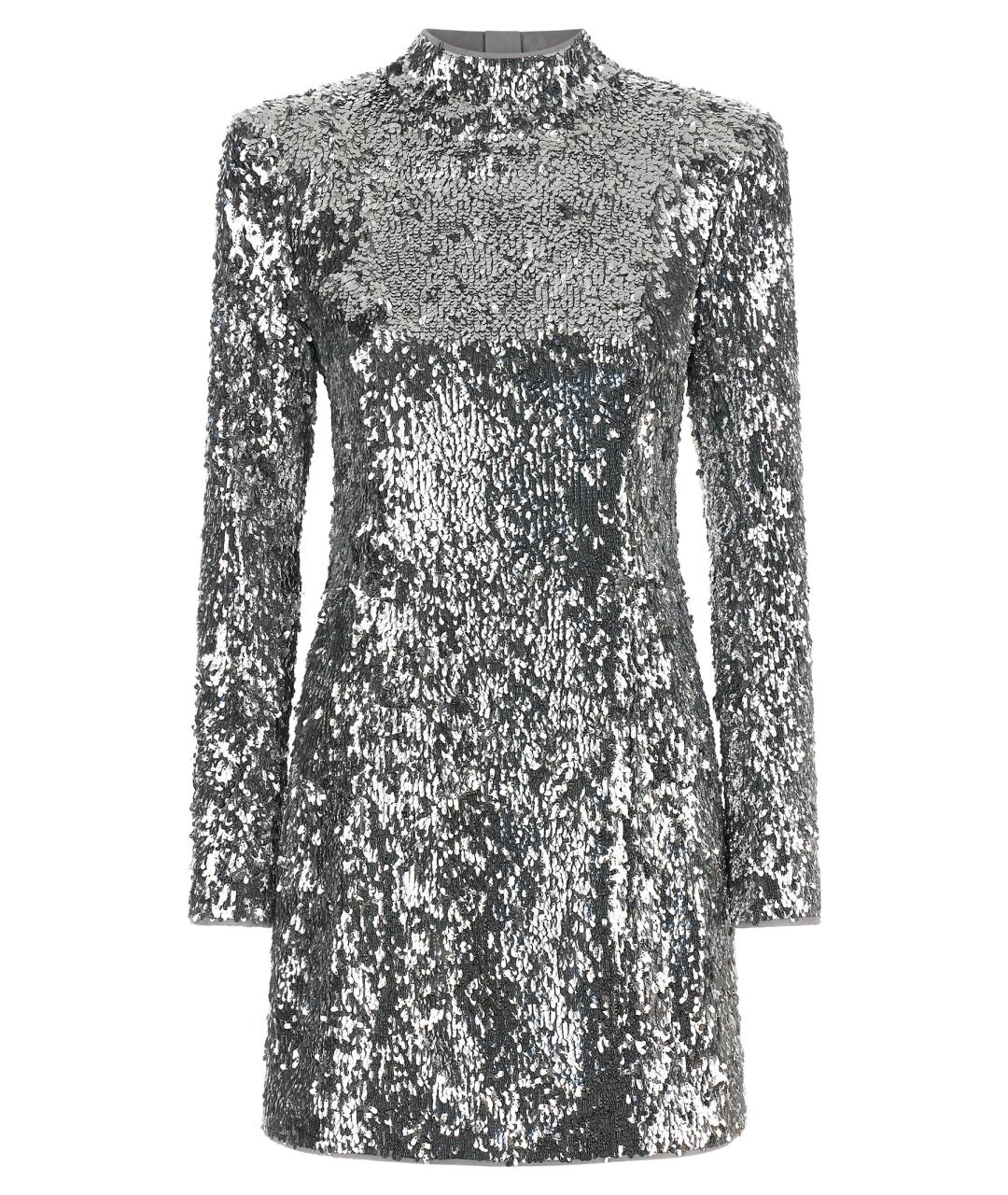 BALMAIN Серебряное полиэстеровое коктейльное платье, фото 1