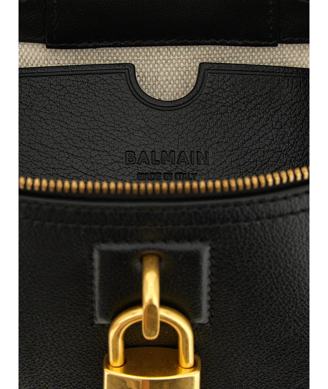 BALMAIN Черная кожаная сумка с короткими ручками, фото 4