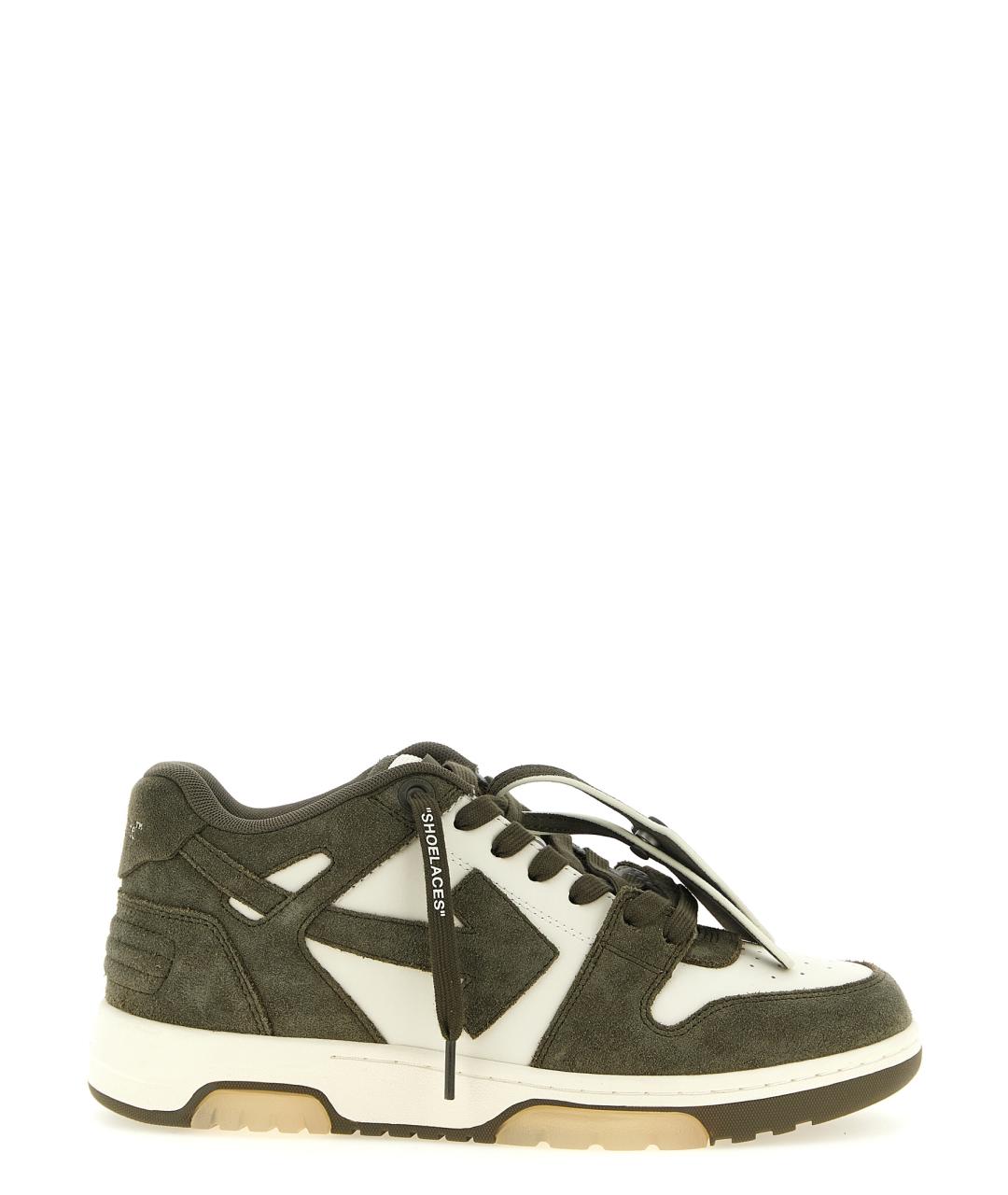 OFF-WHITE Зеленые кожаные низкие кроссовки / кеды, фото 1