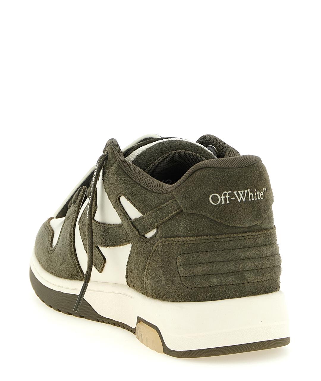 OFF-WHITE Зеленые кожаные низкие кроссовки / кеды, фото 4
