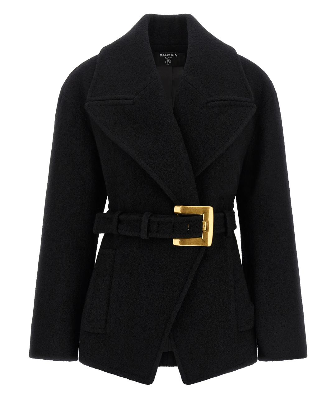 BALMAIN Черное шерстяное пальто, фото 1