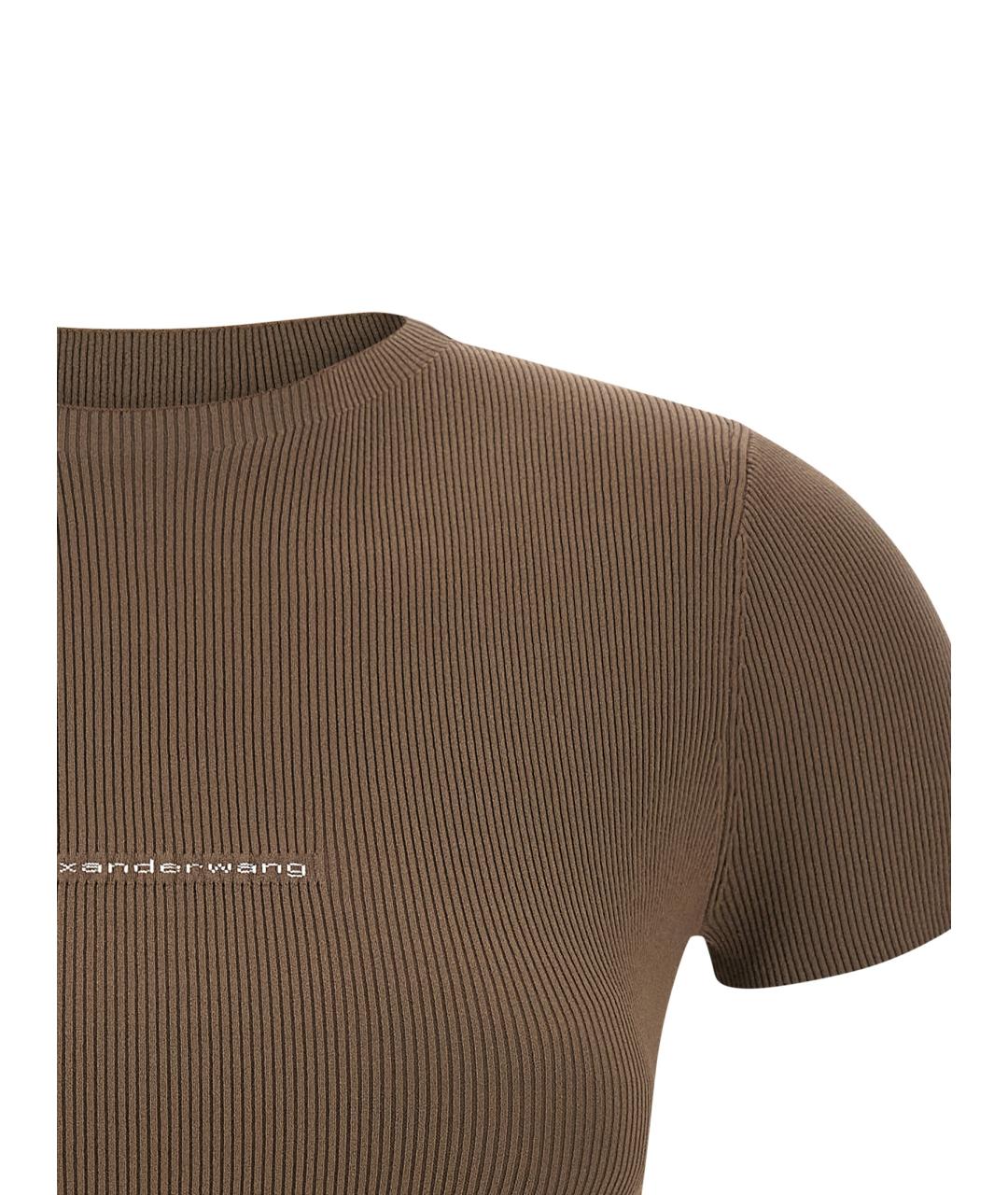 ALEXANDER WANG Коричневая полиамидовая футболка, фото 3