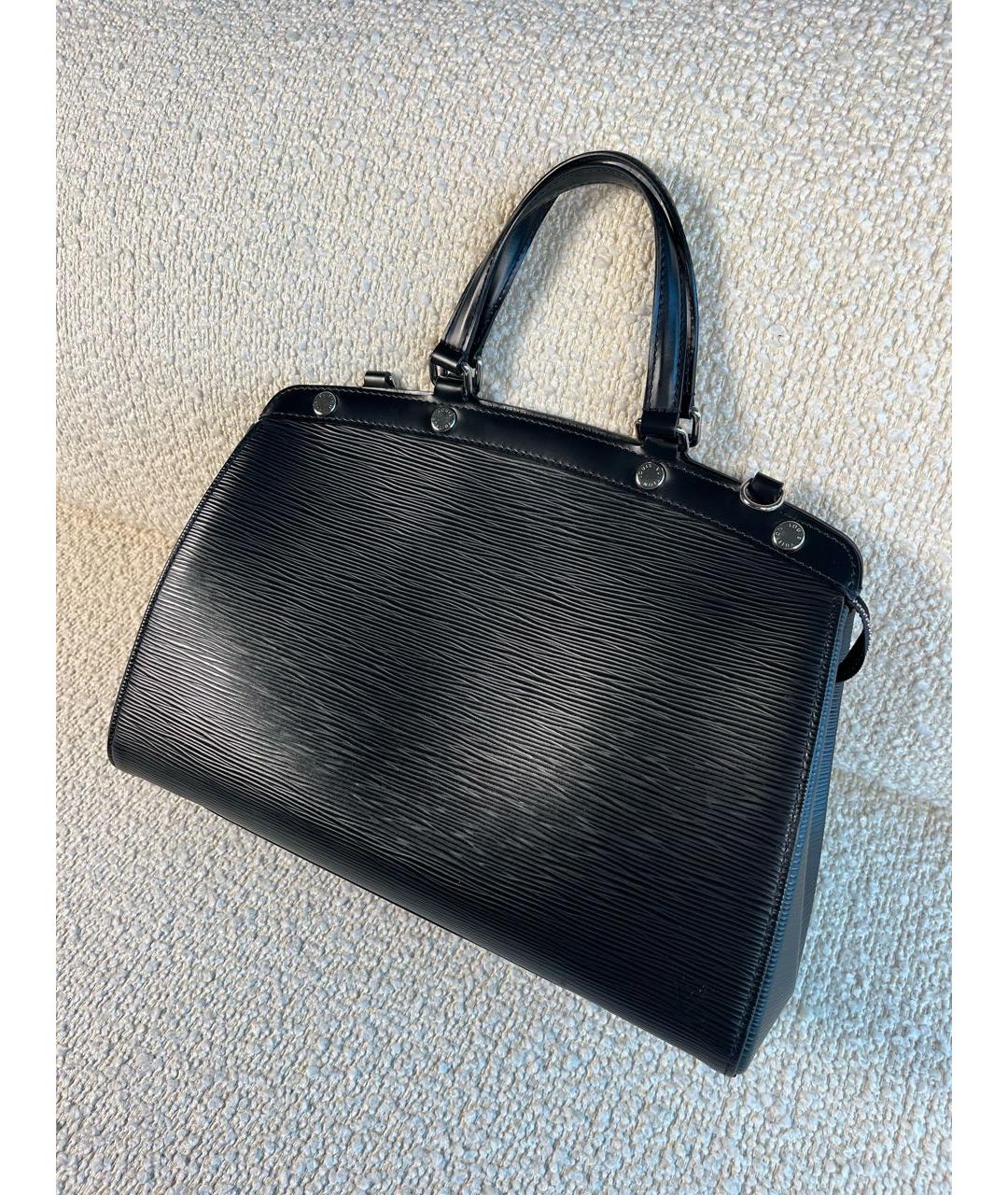 LOUIS VUITTON Черная кожаная сумка тоут, фото 7