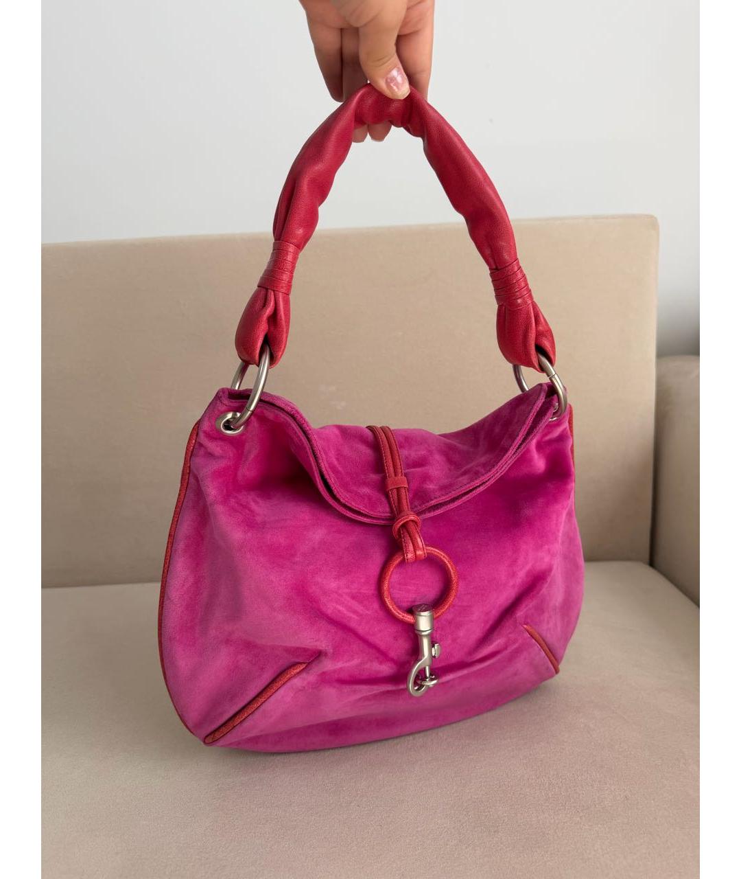 BOTTEGA VENETA Розовая замшевая сумка с короткими ручками, фото 2