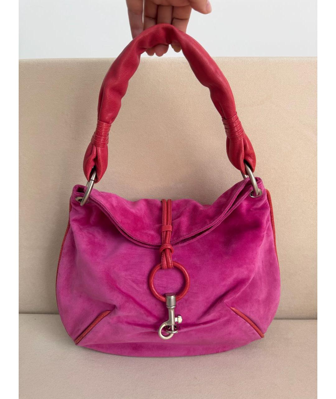 BOTTEGA VENETA Розовая замшевая сумка с короткими ручками, фото 8