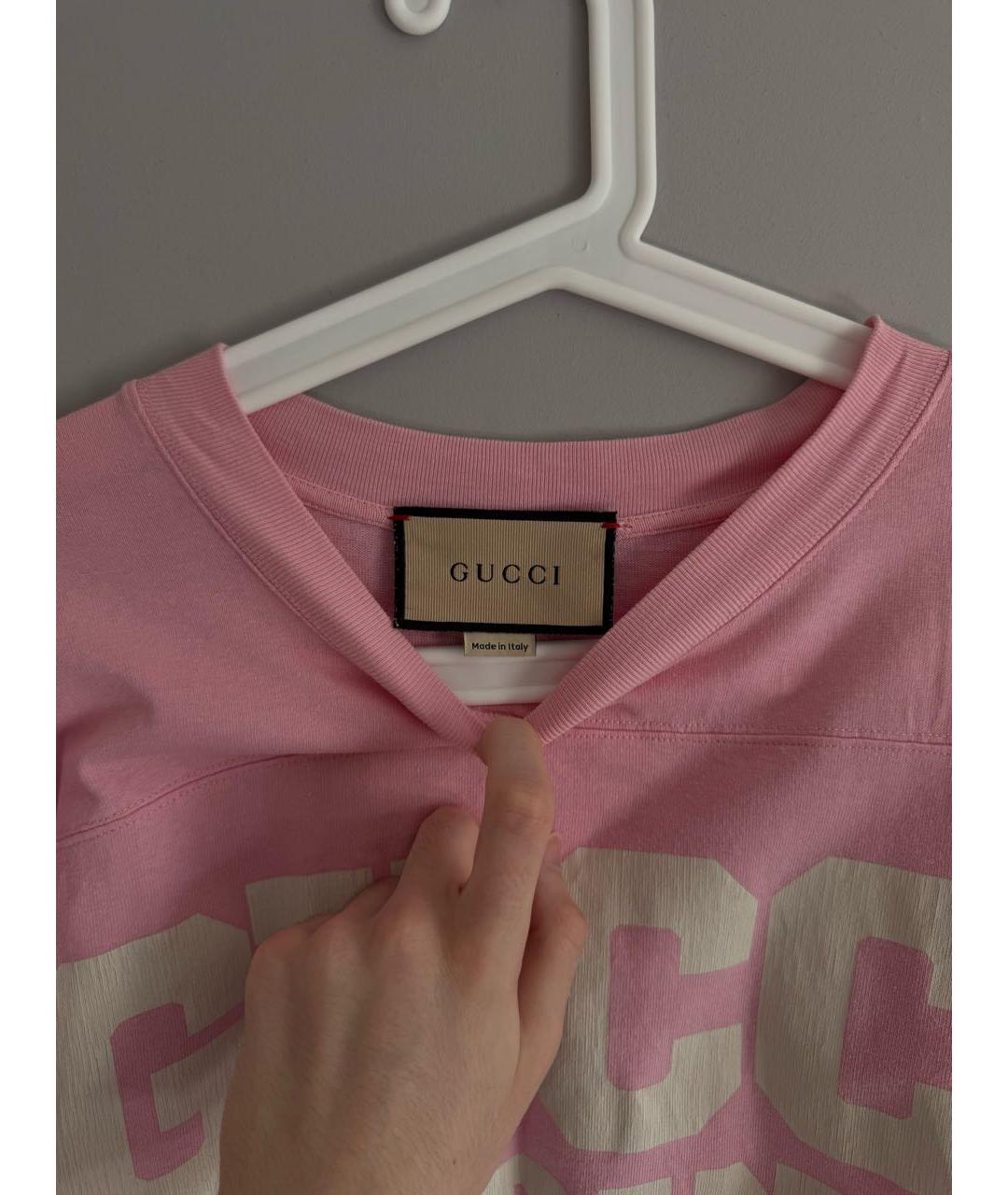 GUCCI Розовая хлопковая футболка, фото 3