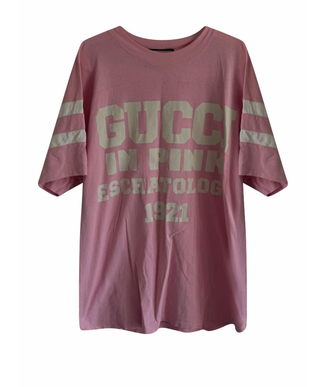 GUCCI Розовая хлопковая футболка, фото 1