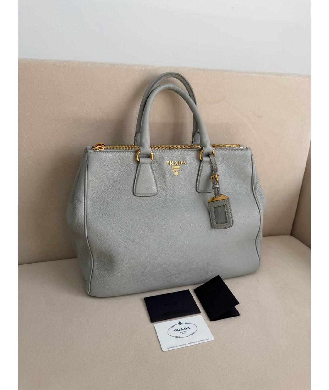 PRADA Серая кожаная сумка тоут, фото 2