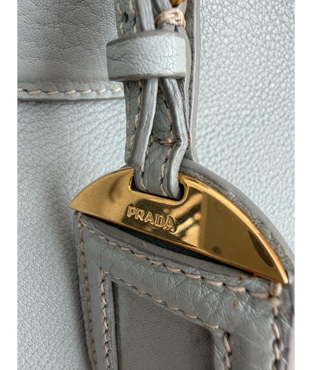 PRADA Серая кожаная сумка тоут, фото 7