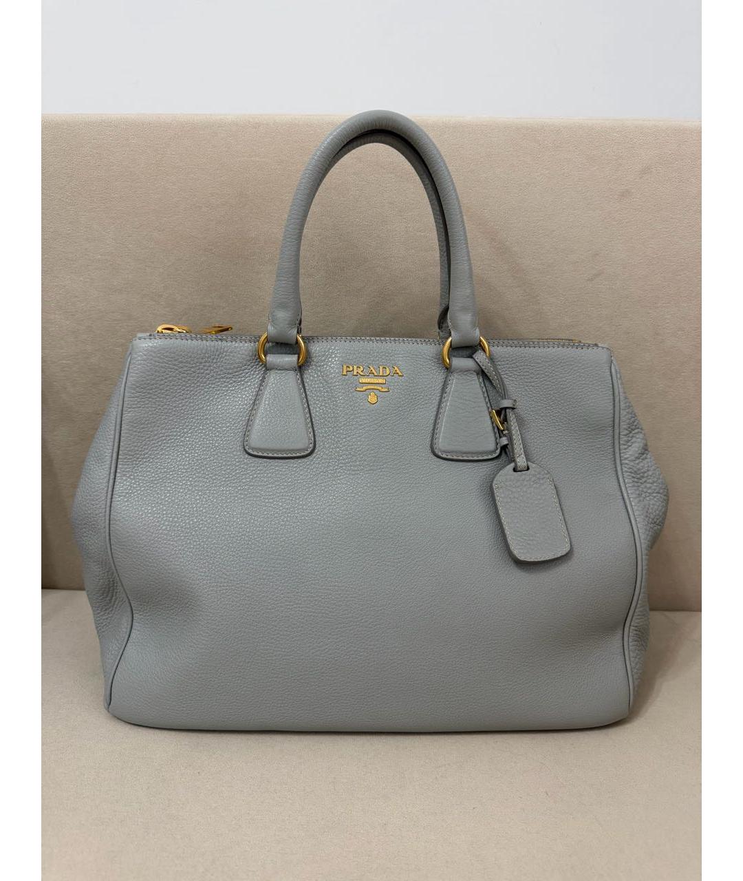PRADA Серая кожаная сумка тоут, фото 9