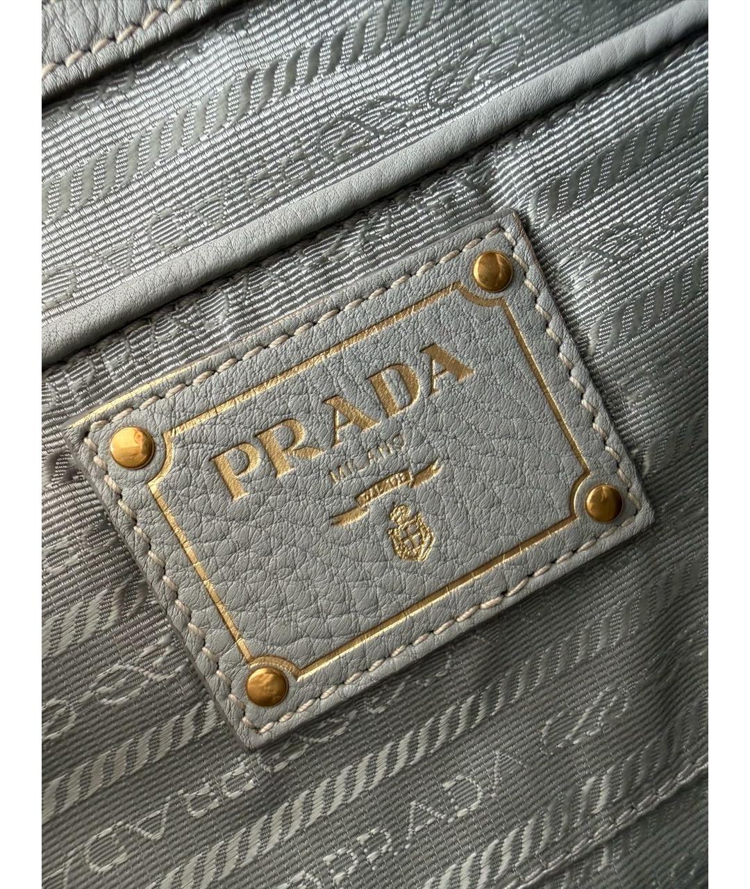 PRADA Серая кожаная сумка тоут, фото 8