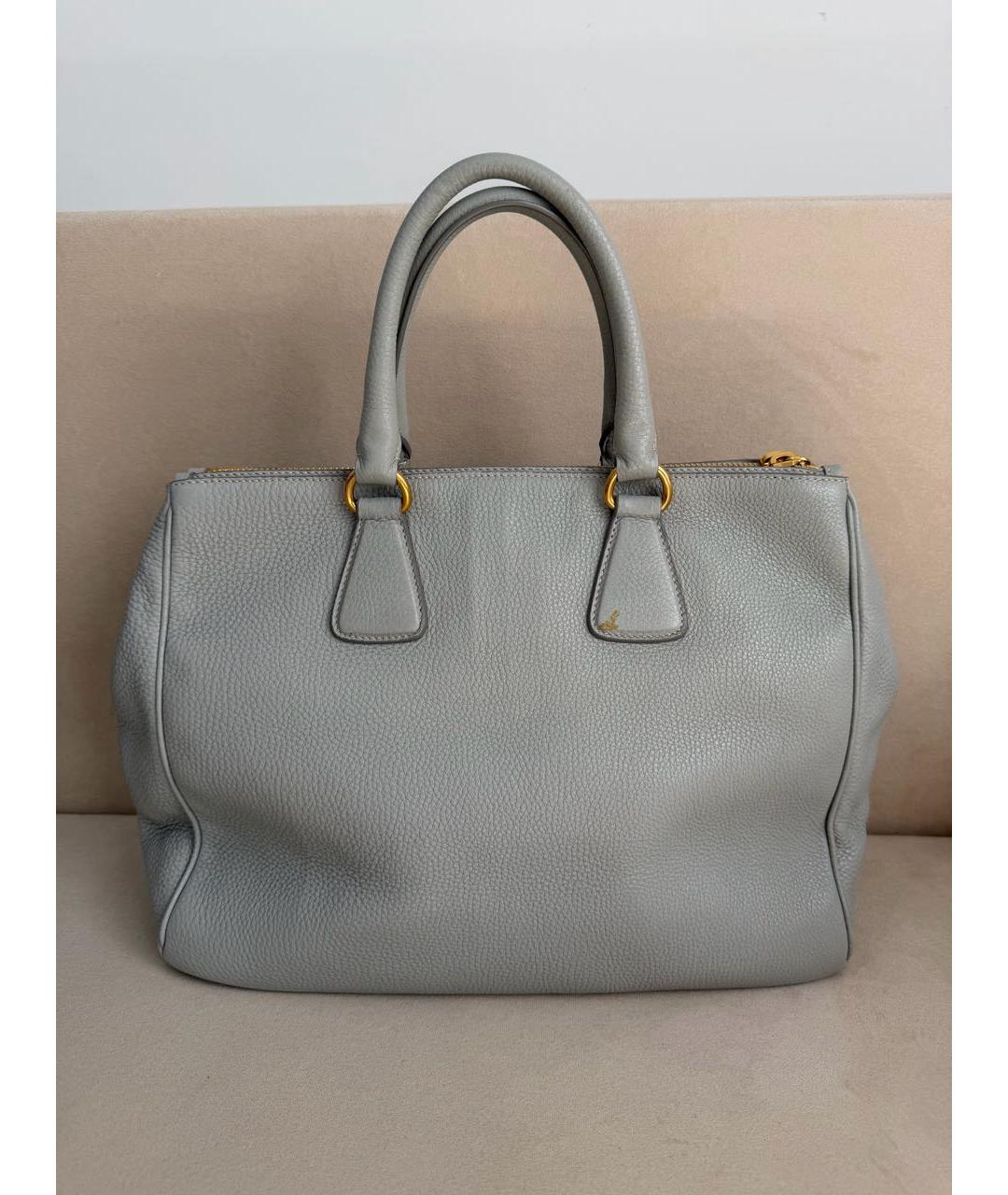 PRADA Серая кожаная сумка тоут, фото 3