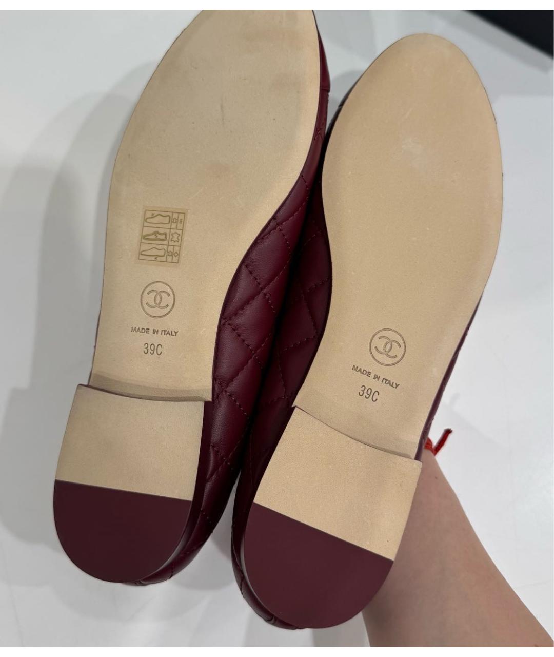 CHANEL Бордовые кожаные балетки, фото 4