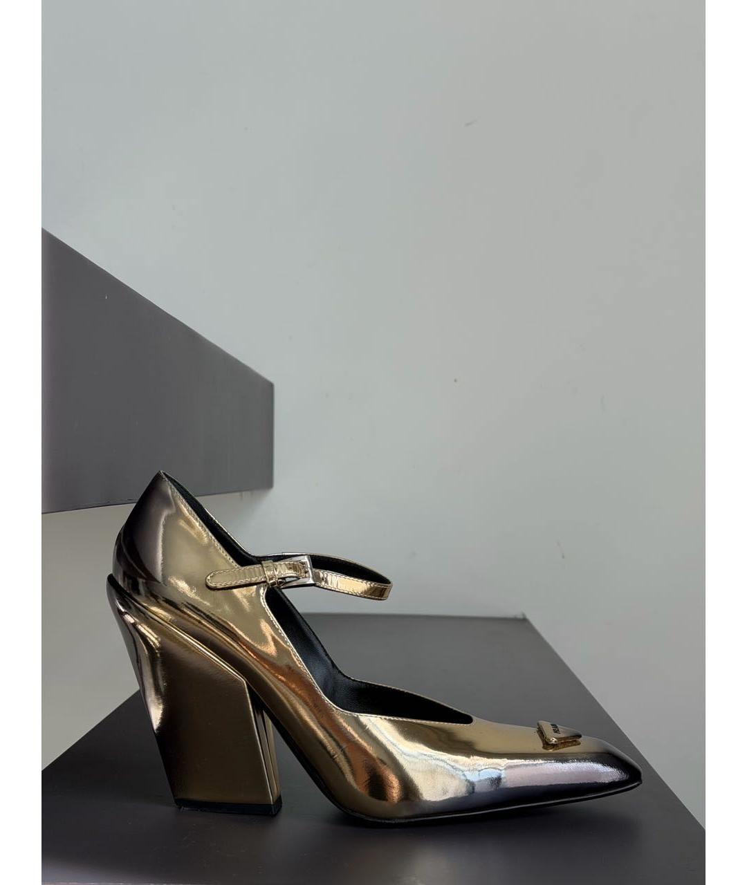 PRADA Золотые кожаные туфли, фото 6